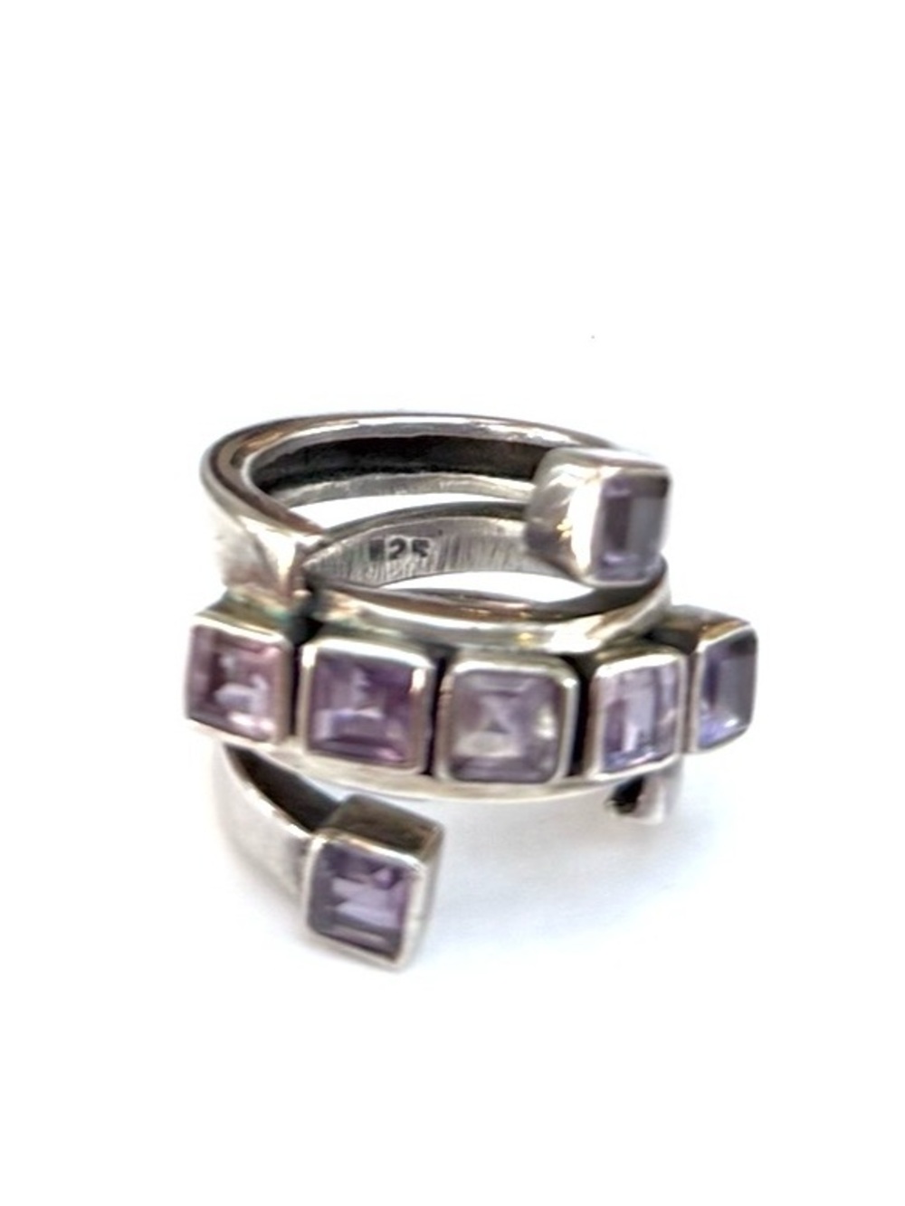 Amethyst + Sterling Silver Multi-Band Ring